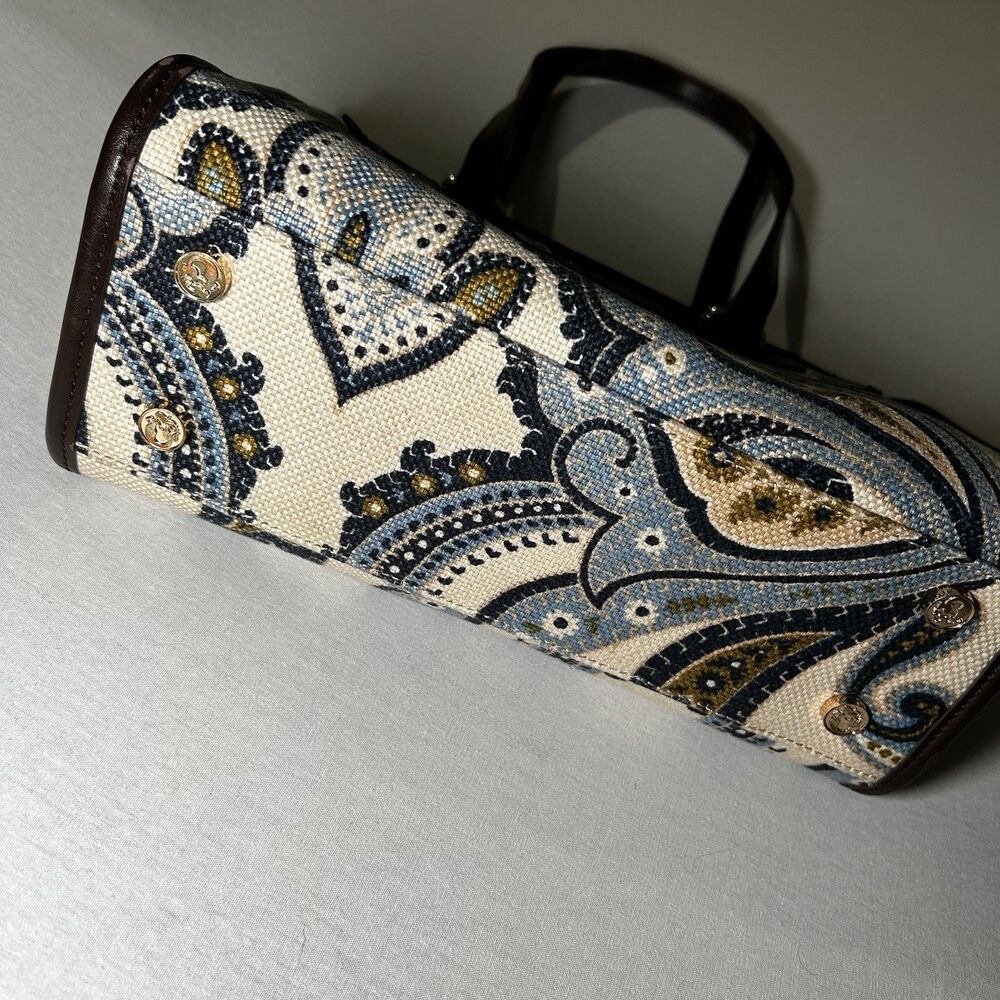 Spartina 449 Daufuskie Island paisley print satchel bag in linen and leather - Picture 3 of 6
